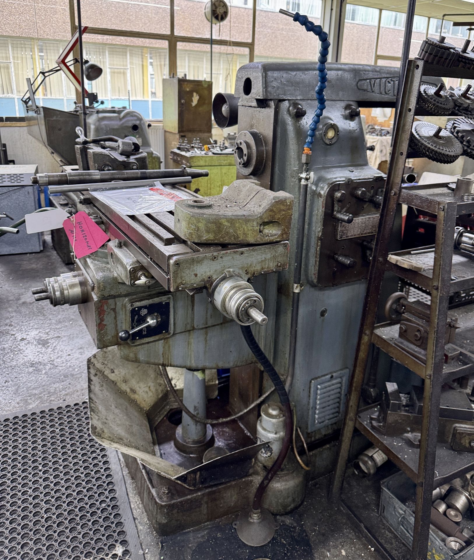 Victoria horizontal Milling Machine, 415volts, with slotted table, indexing head, machine vice, - Image 8 of 20