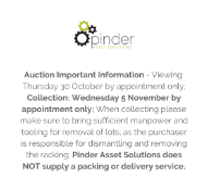Auction Important Information - Viewing: Thursday 30 October by appointment only; Collection:
