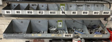 Quantity Nuts, Bolts, Washers, etc, to and including 2 wall racks (location in premises: fabrication