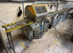 Emmegi Addison SCA/P400 upstroking aluminium Cut Off Saw, 415volts, with infeed roller feed table