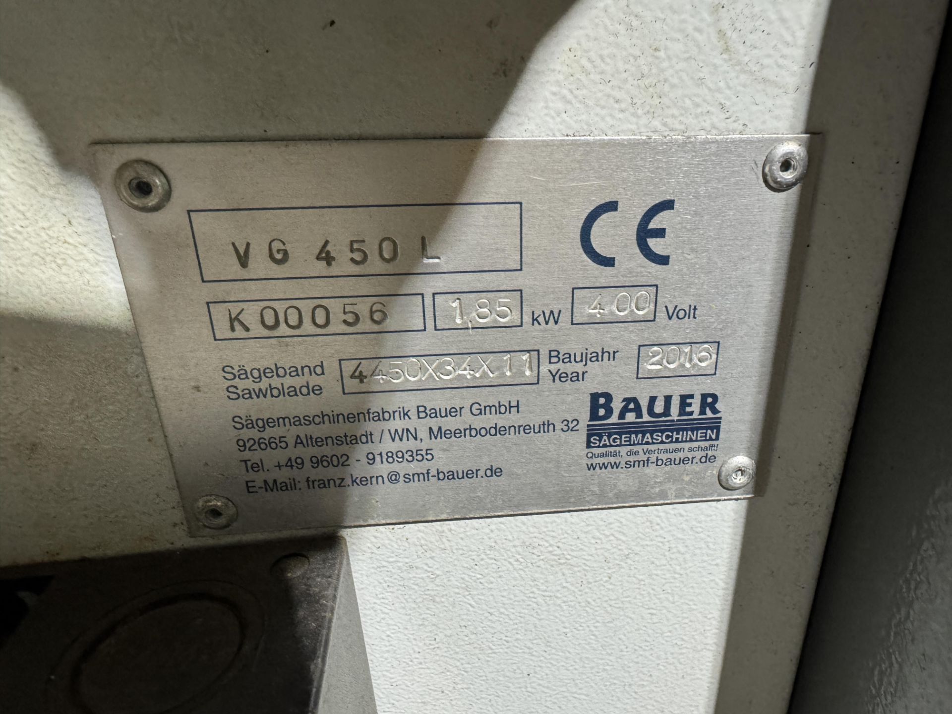 Bauer VG450L vertical tilt head Mitre Bandsaw, 400volts, year 2016 (lot location: Rochdale) ( - Image 7 of 14