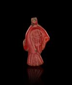 AN EGYPTIAN CARNELIAN DUCK AMULET NEW KINGDOM, DYNASTY XIX-XX, 1307-1070 B.C.