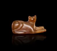 AN EGYPTIAN AGATE CAT AMULET THIRD INTERMEDIATE PERIOD, DYNASTY XXI-XXV, 1070-712 B.C.