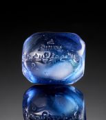 A KUFIC INSCRIBED BLUE GEMSTONE, SELJUK CIRCA 12TH CENTURY OR LATER