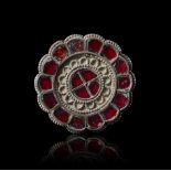 A MEROVINGIAN SILVER & GARNET AMULET, 6TH/ 7TH CENTURY