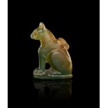 AN EGYPTIAN GREEN CHALCEDONY CAT AMULET LATE PERIOD TO PTOLEMAIC PERIOD, 664-30 B.C.