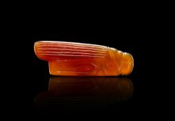 VERY RARE EGYPTIAN CARNELIAN CRICKET OR GRASSHOPPER AMULET, NEW KINGDOM, CIRCA: 18TH DYNASTY, 1390-1