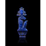 AN EGYPTIAN LAPIS LAZULI KHNUM AMULET THIRD INTERMEDIATE PERIOD TO LATE PERIOD, CIRCA 1069-525 B.C