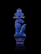 AN EGYPTIAN LAPIS LAZULI KHNUM AMULET THIRD INTERMEDIATE PERIOD TO LATE PERIOD, CIRCA 1069-525 B.C