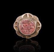 A CALLIGRAPHIC INSCRIBED CARNELIAN AMULET ON SILVER, 19TH CENTURY, PERSIA