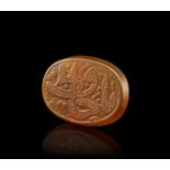 A CALLIGRAPHIC INSCRIBED AGATE AMULET, 19TH CENTURY, PERSIA