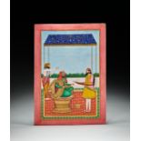 MAHARAJA SHER SINGH RECEIVES A SWORD FROM RAJA DHIAN SINGH. DELHI SCHOOL, CIRCA 19TH CENTURY