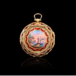 AN ENAMELLED GOLD TRIPLE CASED VERGE WATCH FOR THE OTTOMAN MARKET MARKWICK MARKHAM & BORRELL, LONDO