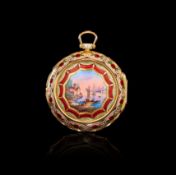 AN ENAMELLED GOLD TRIPLE CASED VERGE WATCH FOR THE OTTOMAN MARKET MARKWICK MARKHAM & BORRELL, LONDO