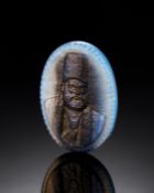 AN AGATE AMULET DEPICTING MINISTER AMIR KABIR, 19TH CENTURY, PERSIA