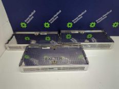 3 × Exeter Total Hip System Surgical Instrument Trays
