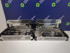 2 × Stryker Instrument Trays with Various Surgical Instruments