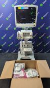 GE Carescape D19KT Patient Monitor on Trolley with 1 x GE REF M1115512 Module Rack, 1 x GE REF 20167