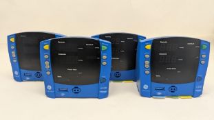 4 × GE Carescape V100 Patient Monitors (Model: V100 – Without Stands, Powers On)