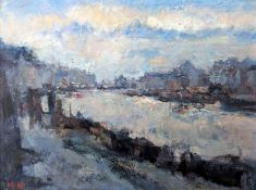 Franz, Martin (1928 Hamburg – 2016 Greifswald) „Am Greifswalder Stadthafen“