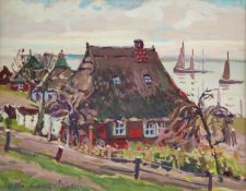 Lang-Wollin, Otto (1881 Kassel – 1958 San Remo) „Fischersiedlung Gothmund an der Trave bei Lübeck“