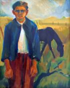 Köhler-Kliefert, Brigitte (1924 Stralsund - 2001 Berlin) „Hütejunge mit schwarzem Pferd auf Hiddense