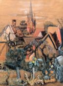 Kuhfuss, Paul (1883 Berlin - 1960 Berlin) "Dorfansicht mit Kirche"