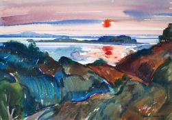 Glaser-Lauermann, Dagmar (1927 Sluknow - ? Berlin) "Insellandschaft - Blick auf Vilm"