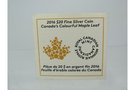 Royal Canadian Mint, 2016 Twenty Dollar Maple leaf  shaped Coin. Made from 999.9 Silver and weighs 3 - Image 7 of 11