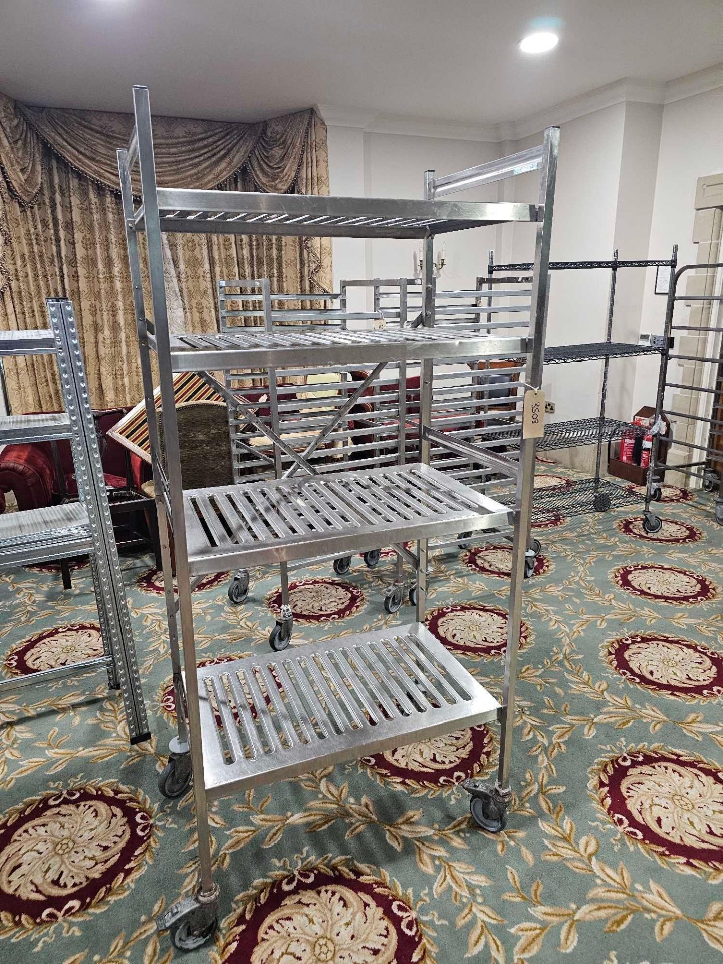 Stainless steel mobile four tier rack 90 x 60 x 194cm (Loc Warren)