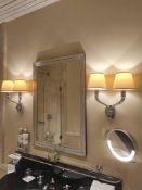 Pair of Wall Lights – Twin Arm Fixtures in Polished Nickel with Ribbed Detailing A matching pair