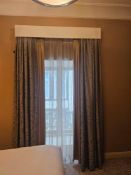 Curtain Set – Gold Silk Drapes with Decorative Show Panel, Fully Lined, 180cm Span x 310cm Drop A