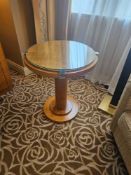 Occasional Table – Francesco Molon Round Maple and Glass Pedestal Table A round occasional table