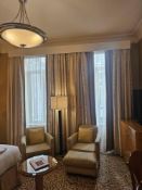 Curtain Set – Gold Silk Drapes with Decorative Show Panel, Fully Lined, 180cm Span x 310cm Drop A