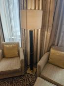 Floor Lamp – Zonca Voghera Italy Minimal Mid-century Walnut and Antiqued Brass This exceptional