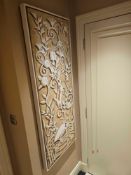 Framed Print – Heron in Stylized Foliage (Art Deco Relief Study) A decorative print mounted on