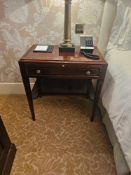 A pair of George III style mahogany and satinwood inlaid bedside tables by Francesco Molon, Italy.
