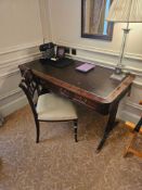 Writing Desk and Chair – Regency Style Mahogany with Gilt Tooled Leather and Carved Detail A refined