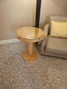 Occasional Table – Francesco Molon Round Maple and Glass Pedestal Table A round occasional table