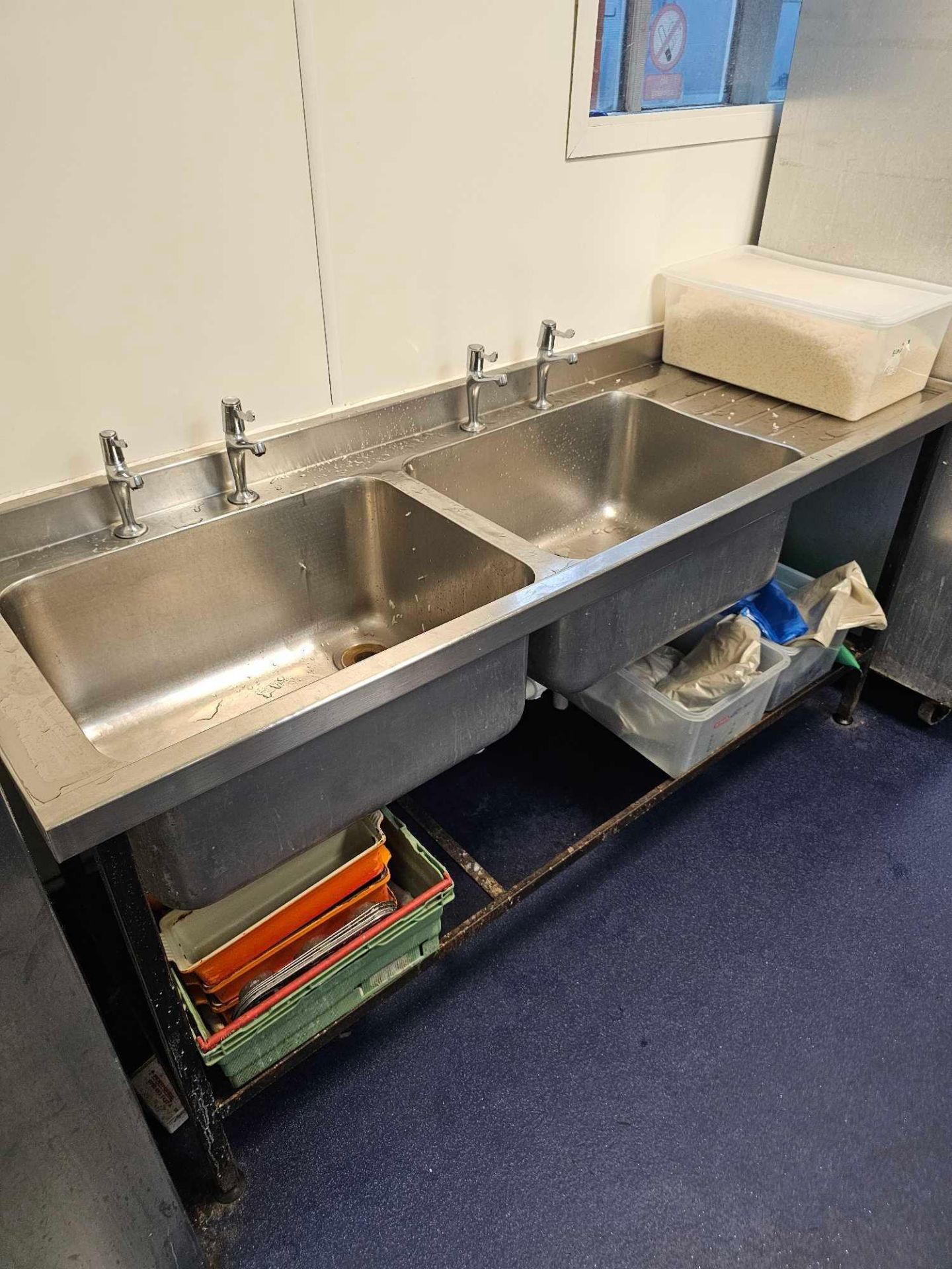 Commercial stainless steel twin bowl RHD sink 183cm [Loc Kitchen]