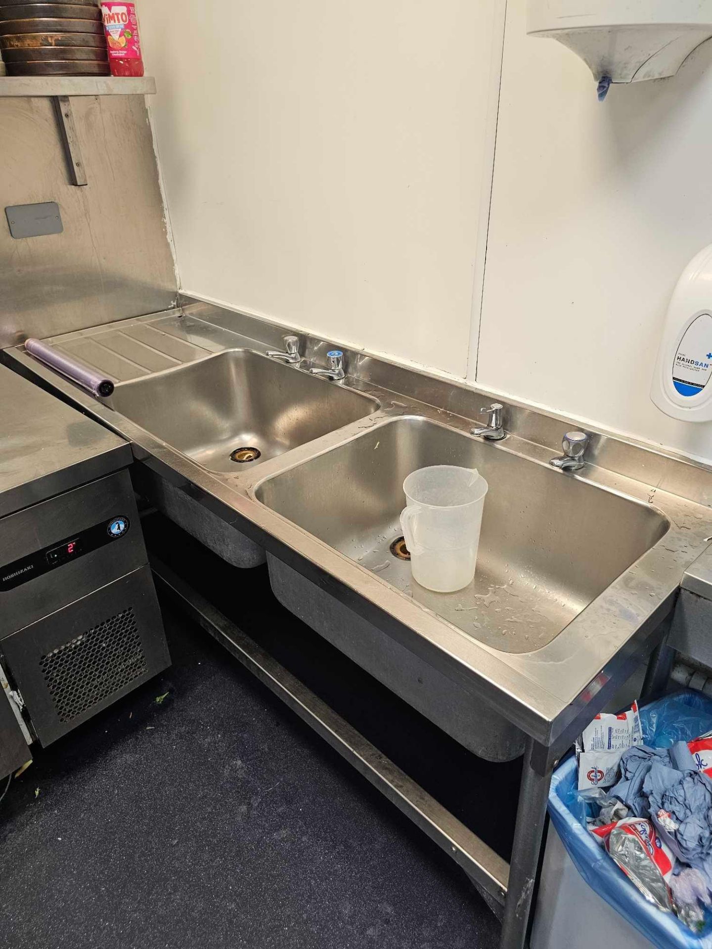 Commercial stainless steel twin bowl LHD sink 180cm [Loc Kitchen]