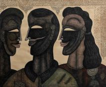 SUNDAR RAJU (b. 1951) - UNTITLED (Three Figures; Three Faces) (Set of 2)