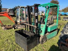 (98) Mitsubishi FB 16 KT electric fork truck (no battery), key in office