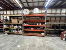 LARGE LOT OF HARDWARE, PALLET RACKING, SHIPPING MATERIALS (SEE PICTURES)