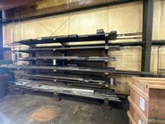 LARGE LOT OF BAR STOCK, FLAT STOCK, RAW MATERIALS WITH RACKS (SEE PICTURES)