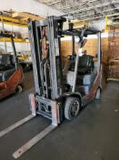 2007 TOYOTA 8FGCU25 PROPANE FORKLIFT, 4500 LB CAPACITY