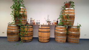 SET OF DECORATIVE WOODEN BARRELLS