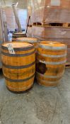 4 EMPTY DECORATIVE BARRELS