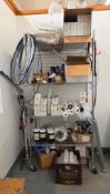 METAL WIRE RACK WITH CONTENTS