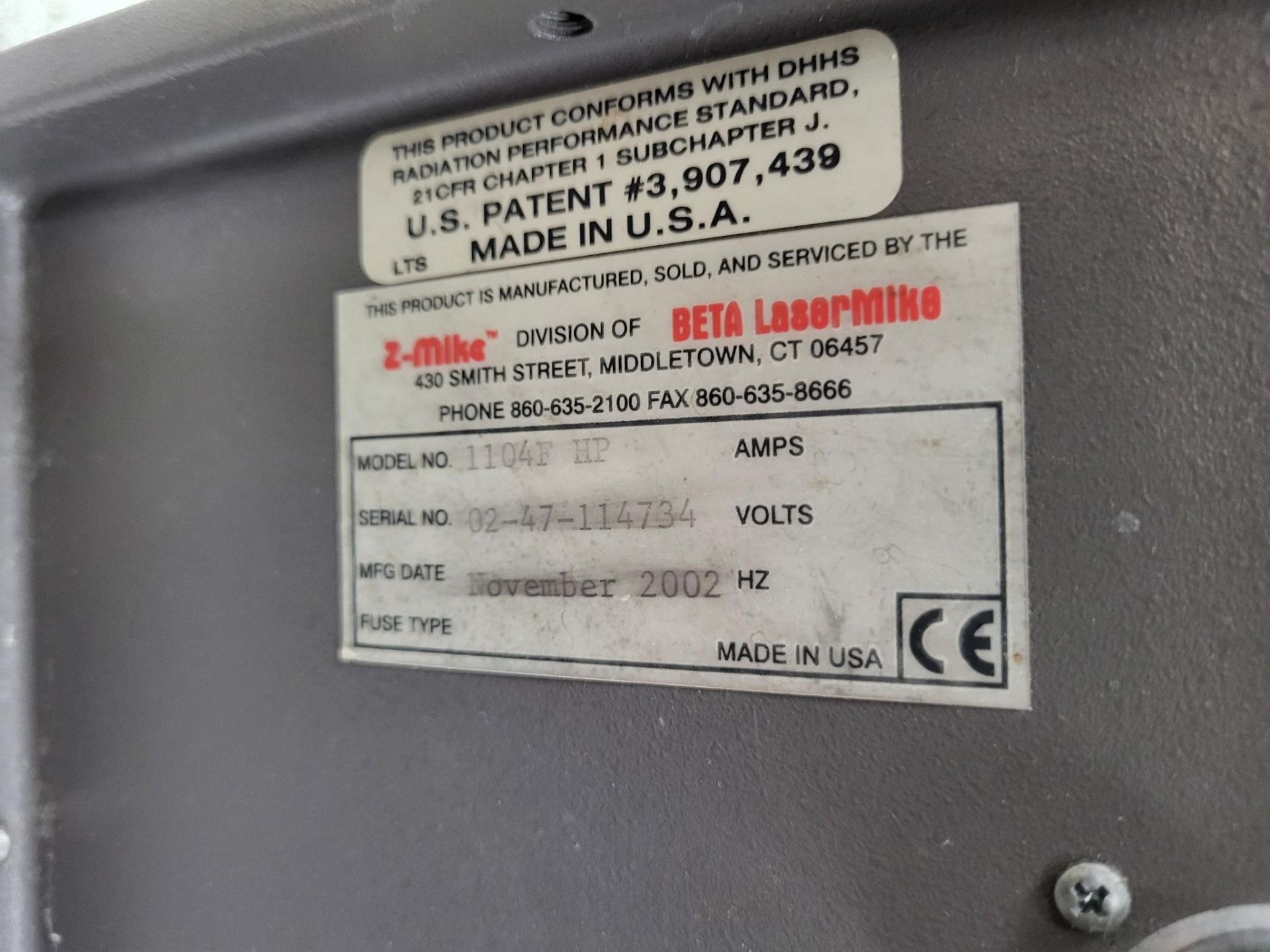 BETA LASERMIKE MULTI-WIRE INSPECTION SYSTEM Item Location - East ...